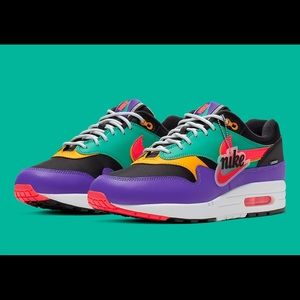 Nike Air Max 1 GS Windbreaker Black/Crimson Sz 7Y